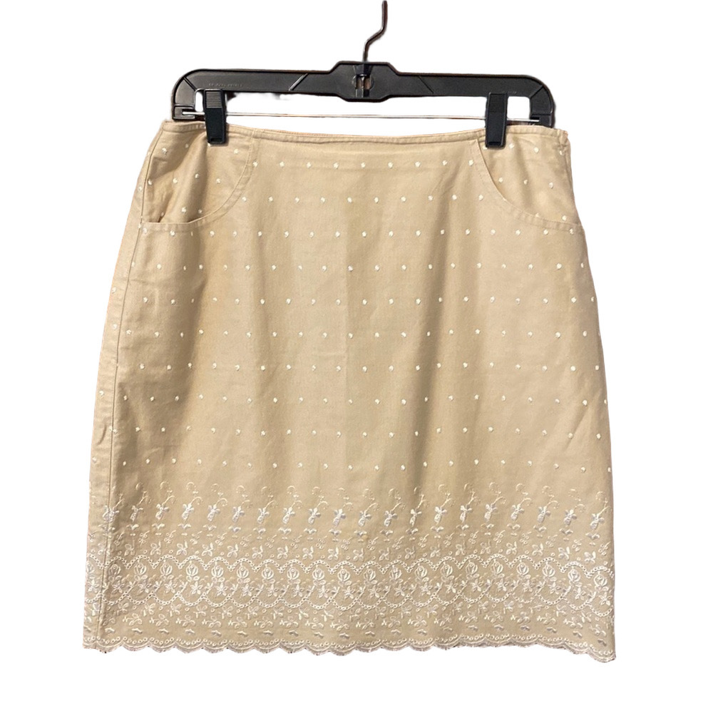 Liz Claiborne 100% Cotton Polka-Dot Skirt with Pockets Size 12 Petite